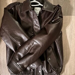 Abercrombie Brown Vegan Leather Jacket